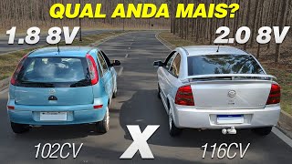 CORSA 18 8V 102CV VS ASTRA CD 20 8V 116CV  QUAL ANDA MAIS [upl. by Crofton286]