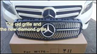 MercedesBenz Front Diamond Grille installation W176 Cheap way [upl. by Trebeh285]