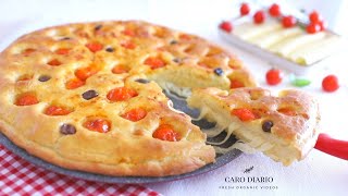 FOCACCIA FACILE SOFFICISSIMA FARCITA E SENZA IMPASTO  LIEVITAZIONE PERFETTA RICETTA SEMPLICE [upl. by Buffum816]