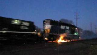 Norfolk Southern Locomotive ON FIRE [upl. by Bertold]