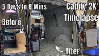 VW CADDY INTERIOR IN 8 MINUTES Sound Deaden Carpet Lining Day Van Micro Camper Campervan Vanlife [upl. by Imotih946]