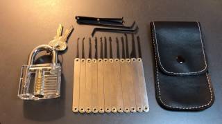 318 Banggood 12 Piece Pick Set and Transparent Padlock Review [upl. by Karlow]