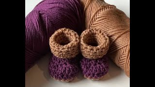 Crochet Baby Booties Tutorial 0  3 mos [upl. by Korrie]