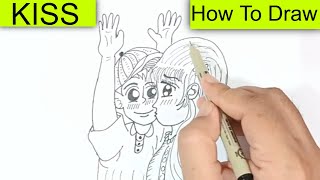 How to Turn Word Kiss into Cartoon Drawing for Kids [upl. by Derriey]