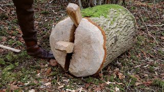 Splitting an Ash Log to Make Planks for an AngloSaxon Shield  Part I  Early Medieval Woodworking [upl. by Bor]