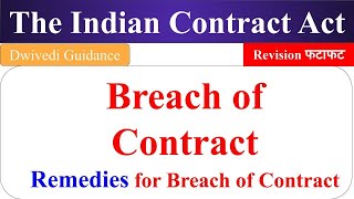 Breach of Contract Remedies for breach of contract Indian Contract Act [upl. by Criswell335]