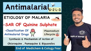 Antimalarial  Etiology of Malaria  SAR of quinine sulphate  chloroquine amp Pamaquine Synthesis [upl. by Verney282]