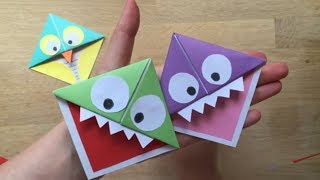 Easy Paper Monster amp Owl Corner Bookmarks [upl. by Tavy]