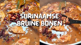 Recept Surinaamse Bruine Bonen  Stewed beans with meats  CWF [upl. by Ragouzis406]