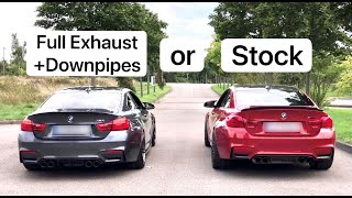 BMW F82 M4 Competition Stock VS Full Exhaust  Downpipes Sound [upl. by Martreb]