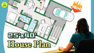 25’× 40’ house plan 2bhk with car parking pooja 25 by 40 home plan 2540 house design houseplan [upl. by Arndt725]