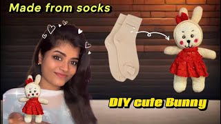 DIY Bunny from socks 🧦 Rabbit craft  Gift ideas DIY cutegifts Viral subscribe [upl. by Kcirre]