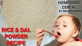 RICE amp DAL POWDER FOR BABIES  6 Months Baby Food Recipe  Homemade Cereal For Baby [upl. by Naillimxam]