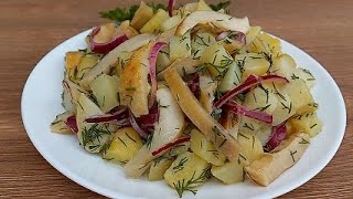 САЛАТ с ГРИБАМИ и отварным КАРТОФЕЛЕМ Вкусный салат на скорую руку [upl. by Lyrehc]