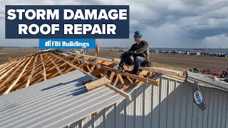 Repairing Pole Barn Roof from an EF1 Tornado [upl. by Ymmij]