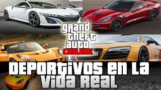 GTA V Online  Los Deportivos en la Vida Real  Jester 9F Coquette Lotus y mas [upl. by Gut]