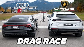 Audi RS etron GT vs Lamborghini Urus  DRAG RACE  Daniel Abt [upl. by Elyag]