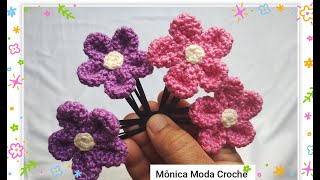 Presilhas com flores de crochê  Crochet flower hairclip [upl. by Clougher400]