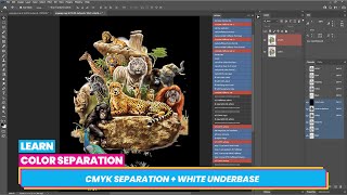 How to Do CMYK Separation  White Underbase in Photoshop for Screen Printing [upl. by Liba]