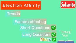 Electron Affinity  Chemistry Lecture Fbise and Sargodha Board [upl. by Asare]