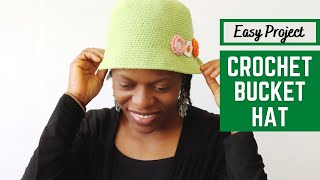 Beginner Crochet Bucket Hat Pattern Cotton Yarn Crochet Hat [upl. by Ailemak]