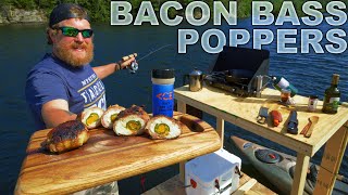 Catchn Cook Bacon Bass Jalapeño Cheddar Poppers  Day 3 of 7 Day WaterWorld Survival Challenge [upl. by Oleta147]