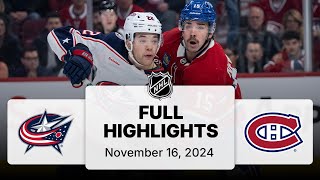 NHL Highlights  Blue Jackets vs Canadiens  November 16 2024 [upl. by Ettelegna]