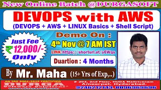 DEVOPS with AWS Online Training  DURGASOFT [upl. by Atekram674]