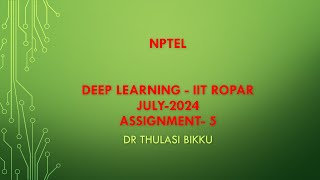 NPTEL Deep Learning  IIT Ropar July2024 Assignment5 [upl. by Asereht]