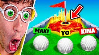 99 IMPOSIBLE ⛔ HOYO TROLL vs HERMANO y NIÑA 😂⛳ Golf it  TEKENDO [upl. by Terej375]