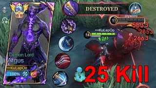 Argus Is Back With a 25 Kill On His Sword  Argus Demon Lord  Mobile Legends [upl. by Treblah352]