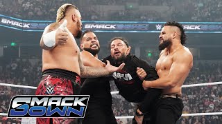 FULL SEGMENT The Bloodline destroy Roman Reigns and Jimmy Uso SmackDown Oct 18 2024 [upl. by Danyelle260]