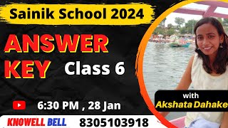 ANSWER KEY  Sainik School 2024 Class 6  Akshata Dahake Knowell Bell 8305103918 [upl. by Ahcilef]