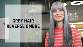 Natural Grey Hair Black Reverse Ombre Service  Goldwell Education Plus [upl. by Federico]