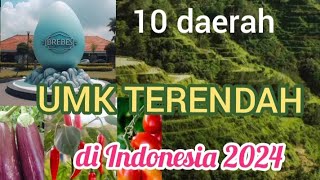 10 DAERAH DENGAN UMK TERENDAH DI INDONESIA 2024 [upl. by Henni234]