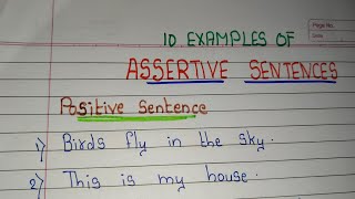 ASSERTIVE SENTENCES10 Examples of Assertive SentencesAssertive Sentence Example in englisGrammar [upl. by Atalanti740]