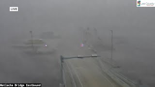 Hurricane Milton Tornado sweeps over bridge during meteorologists live report [upl. by Trelu312]