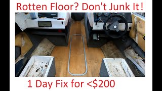 Cheap Fix For Rotten Boat Floor 1991 Bayliner [upl. by Ellierim]