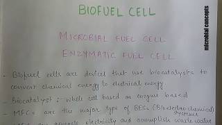 Biofuel cell 1 Microbial fuel cell [upl. by Nileek273]