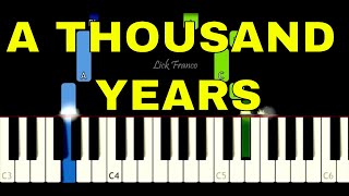 A Thousand Years EASY Piano Tutorial [upl. by Tomasine]