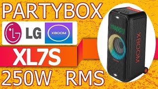 REVIEW PARTYBOX LG XBOOM XL7S  COM 250W RMS E PAINEL PIXEL LED [upl. by Suellen]