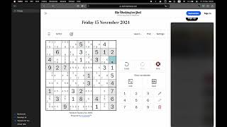 Washington Post Sudoku ✦ November 15 2024 ✦ Medium [upl. by Anatola]