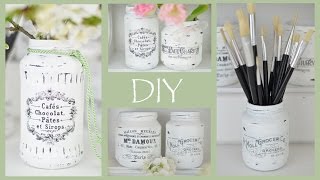 DIY  Nostalgische Dekogläser im Shabby Chic Stil  Transfertechnik Decalfolie  Upcyclingidee [upl. by Isiah470]