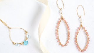 Gemstone Wire Wrapped Hoops Oval  Jewelry Making Jewellery Making [upl. by Ahsait838]