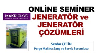 Jeneratör ve Jeneratör Çözümleri  Online Seminer [upl. by Nylarahs]