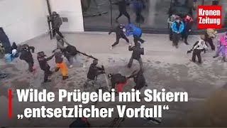 Mit Ski und Stöcken Fußballfans prügeln aufeinander ein  kronetv NEWS [upl. by Ivz]