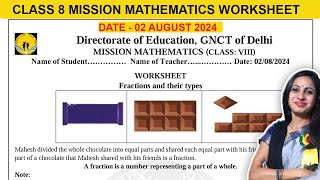 Class 8 Maths DOE Mission Mathematics Fractions Worksheet  02 August 2024  8th Class Worksheet [upl. by Sathrum]