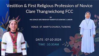 Vestition amp First Religious Profession of Novice Clare Thangneichong FCC [upl. by Siroved]