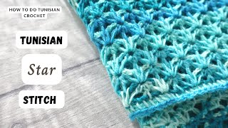 Tunisian crochet stitches Tunisian Star stitch [upl. by Mortie13]