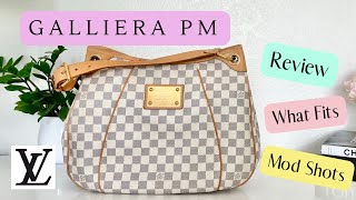 Louis Vuitton Galliera PM Damier Azur  Review What Fits Mod Shots [upl. by Akyre]